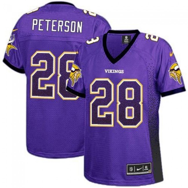 Women's Vikings #28 Adrian Peterson Purple Team Color Stitched NFL Elite Drift Jersey