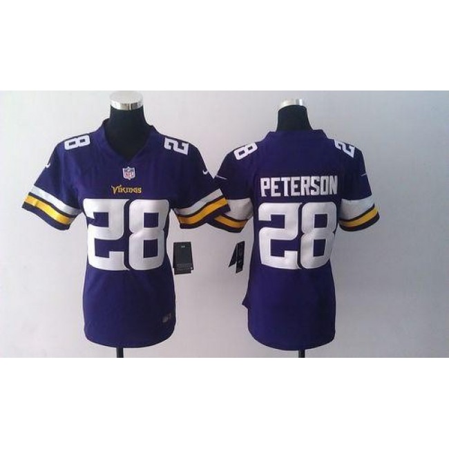 Women's Vikings #28 Adrian Peterson Purple Team Color Stitched NFL Elite Jersey