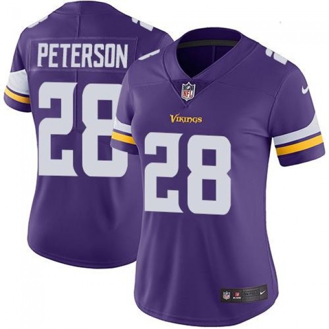 Women's Vikings #28 Adrian Peterson Purple Team Color Stitched NFL Vapor Untouchable Limited Jersey