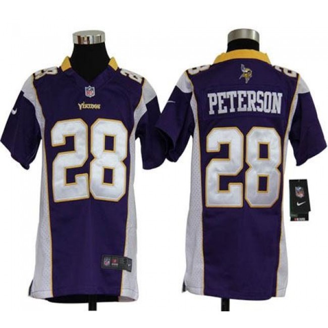 Minnesota Vikings #28 Adrian Peterson Purple Team Color Youth Stitched NFL Elite Jersey