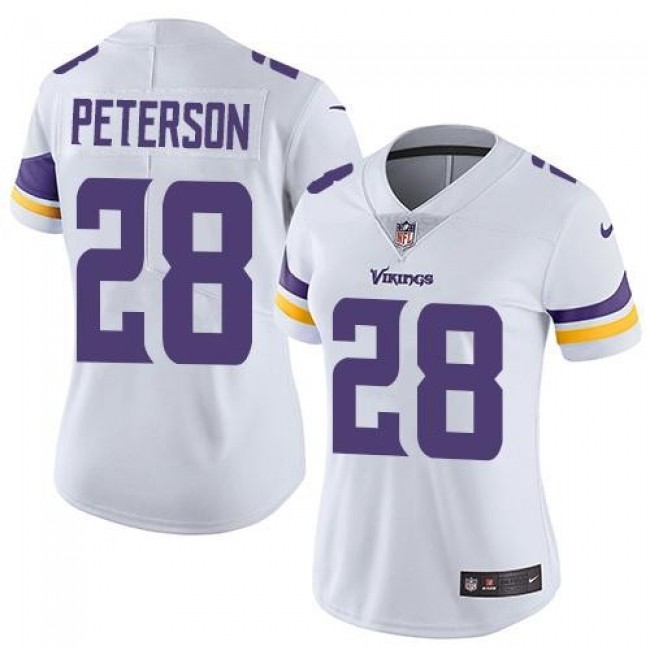 Women's Vikings #28 Adrian Peterson White Stitched NFL Vapor Untouchable Limited Jersey