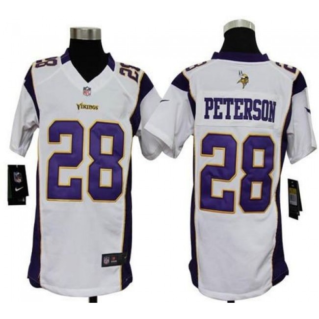 Minnesota Vikings #28 Adrian Peterson White Youth Stitched NFL Elite Jersey