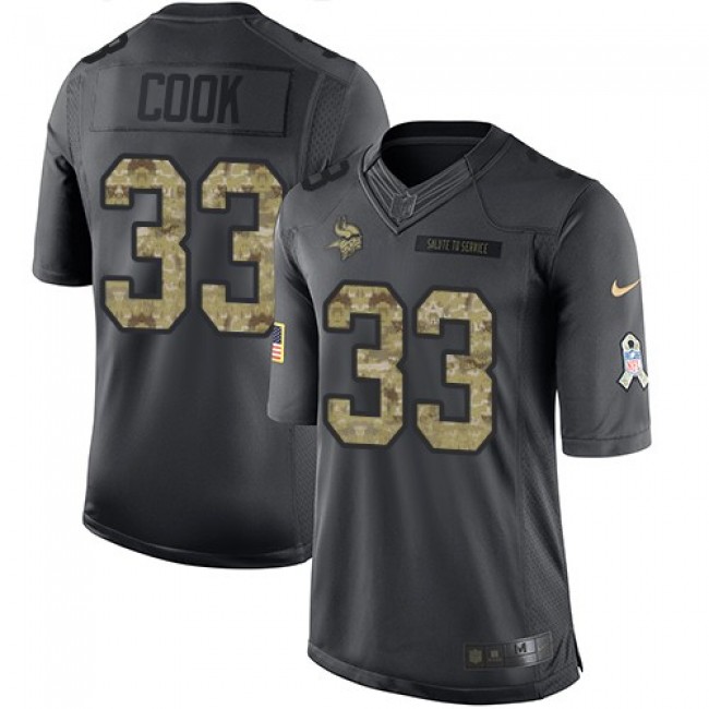 Nike Vikings #33 Dalvin Cook Black Men's Stitched NFL Limited 2016 Salute To Service Jersey