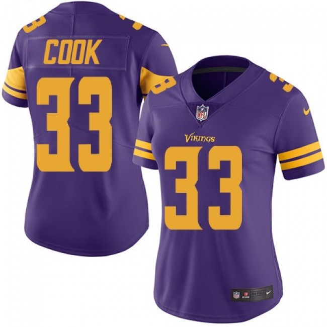 Women's Vikings #33 Dalvin Cook Purple Stitched NFL Limited Rush Jersey
