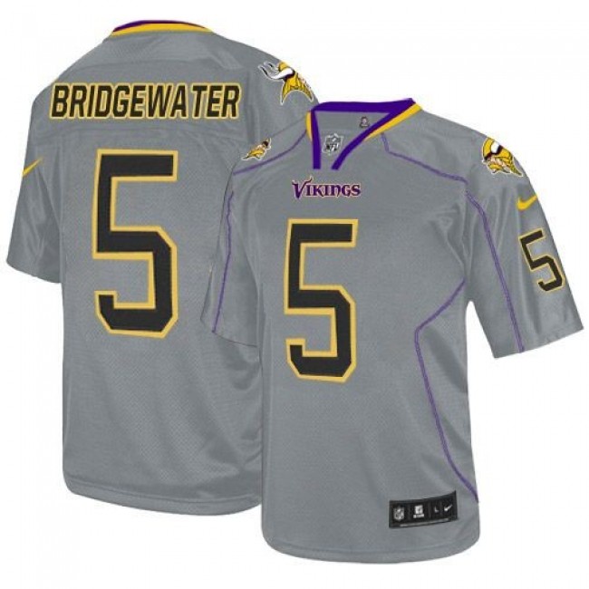 Minnesota Vikings #5 Teddy Bridgewater Lights Out Grey Youth Stitched NFL Elite Jersey