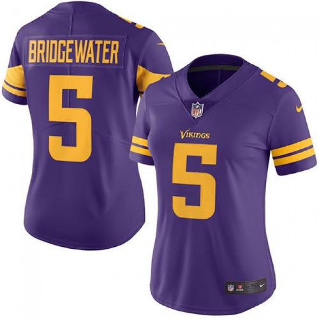Women's Vikings #5 Teddy Bridgewater Purple Stitched NFL Limited Rush Jersey
