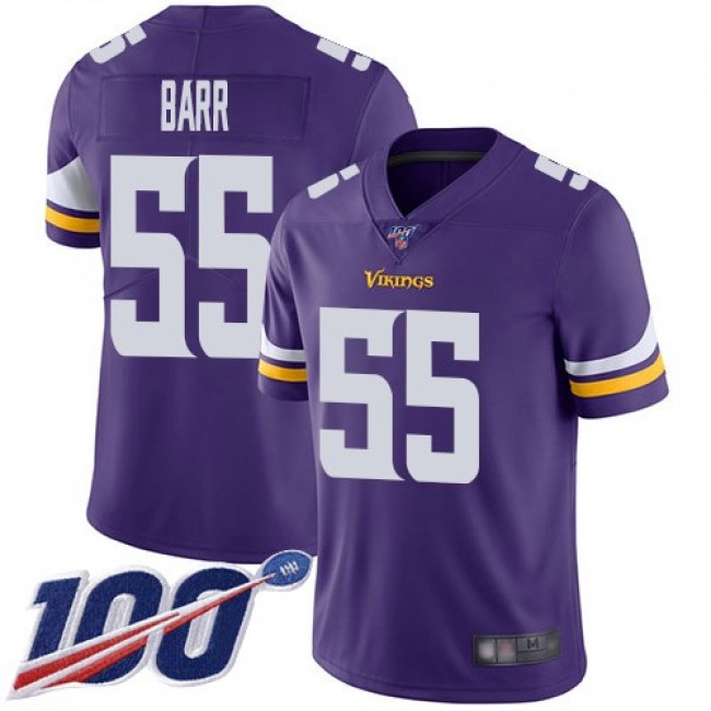 Nike Vikings #55 Anthony Barr Purple Team Color Men's Stitched NFL 100th Season Vapor Limited Jersey