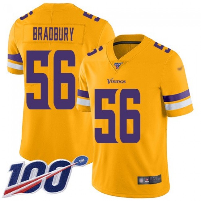Nike Vikings #56 Garrett Bradbury Gold Men's Stitched NFL Limited Inverted Legend 100th Season Jersey
