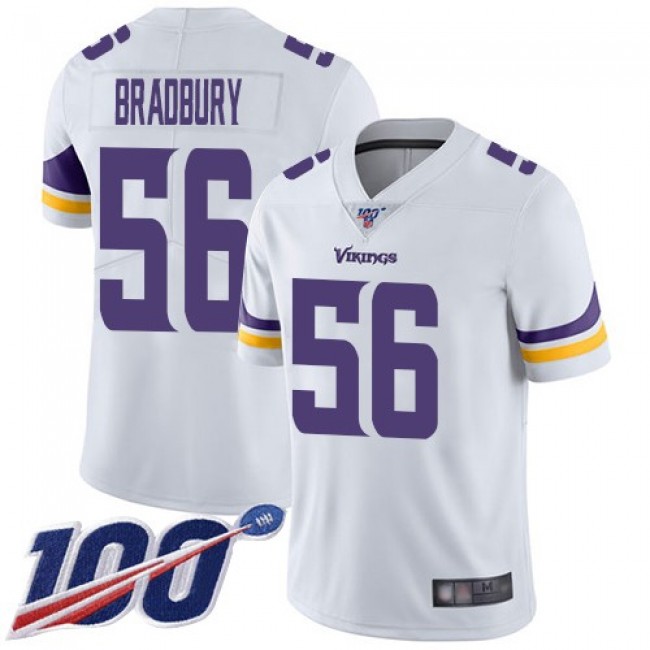 Nike Vikings #56 Garrett Bradbury White Men's Stitched NFL 100th Season Vapor Limited Jersey