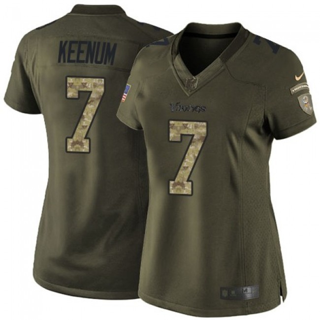 Women's Vikings #7 Case Keenum Green Stitched NFL Limited 2015 Salute to Service Jersey