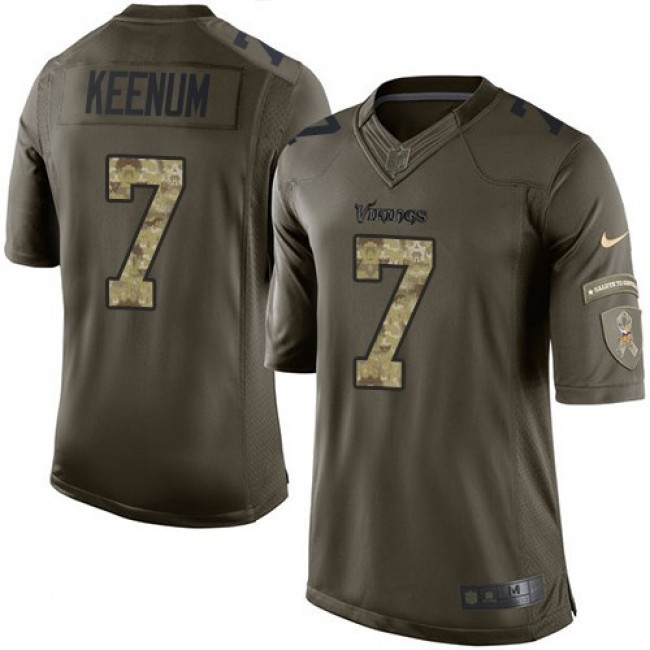 Minnesota Vikings #7 Case Keenum Green Youth Stitched NFL Limited 2015 Salute to Service Jersey