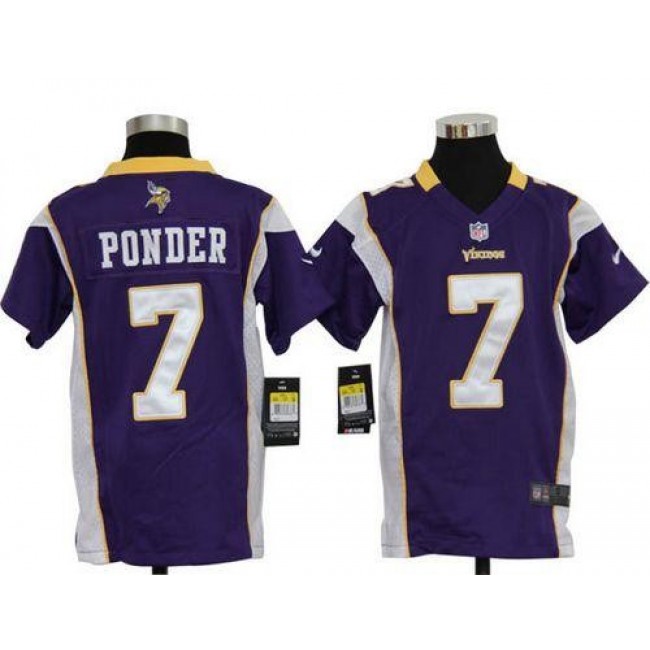 Minnesota Vikings #7 Christian Ponder Purple Team Color Youth Stitched NFL Elite Jersey