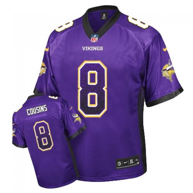 Nike Vikings #8 Kirk Cousins Purple Team Color Men's Stitched NFL Elite Drift Fashion Jersey