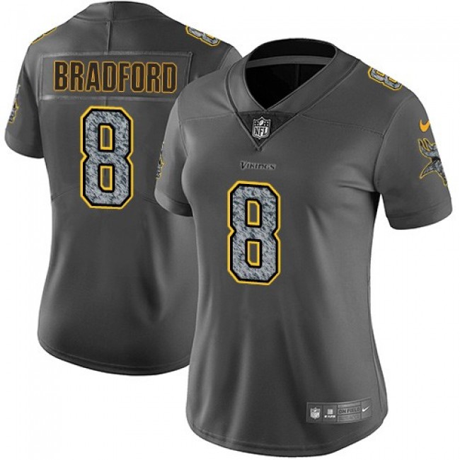 Women's Vikings #8 Sam Bradford Gray Static Stitched NFL Vapor Untouchable Limited Jersey