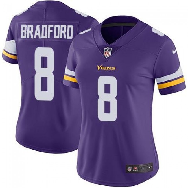 Women's Vikings #8 Sam Bradford Purple Team Color Stitched NFL Vapor Untouchable Limited Jersey