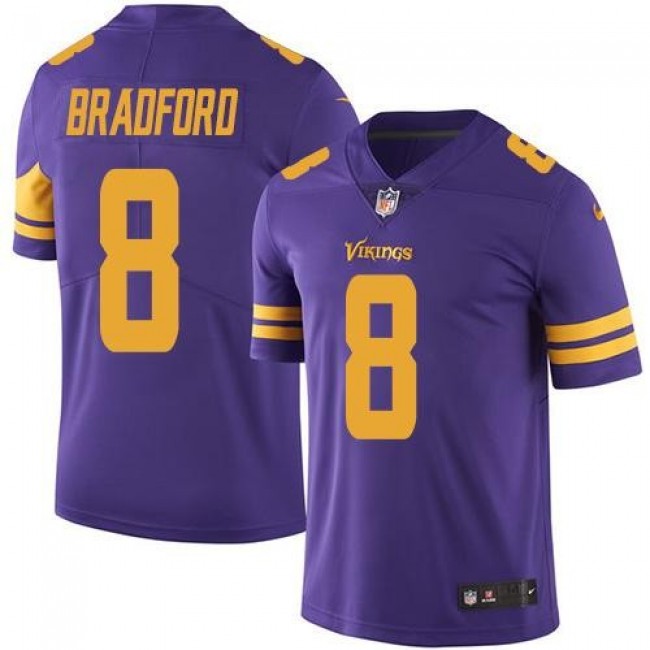 Minnesota Vikings #8 Sam Bradford Purple Youth Stitched NFL Limited Rush Jersey
