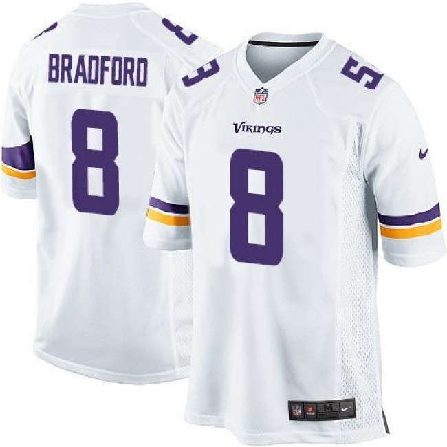 Minnesota Vikings #8 Sam Bradford White Youth Stitched NFL Elite Jersey