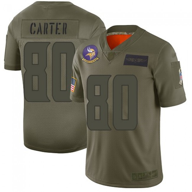 Nike Vikings #80 Cris Carter Camo Men's Stitched NFL Limited 2019 Salute To Service Jersey
