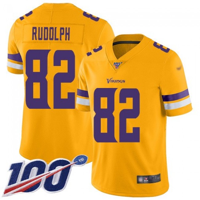 Nike Vikings #82 Kyle Rudolph Gold Men's Stitched NFL Limited Inverted Legend 100th Season Jersey