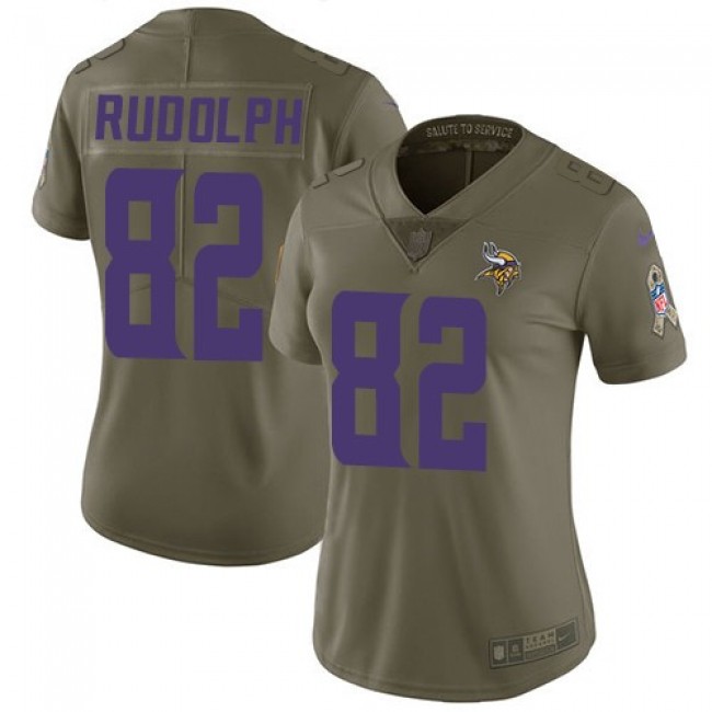 Women's Vikings #82 Kyle Rudolph Olive Stitched NFL Limited 2017 Salute to Service Jersey