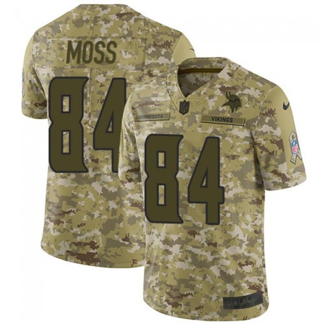 Nike Vikings #84 Randy Moss Camo Men's Stitched NFL Limited 2018 Salute To Service Jersey