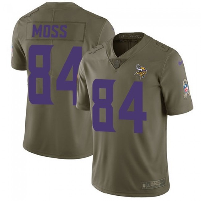 Nike Vikings #84 Randy Moss Olive Men's Stitched NFL Limited 2017 Salute To Service Jersey