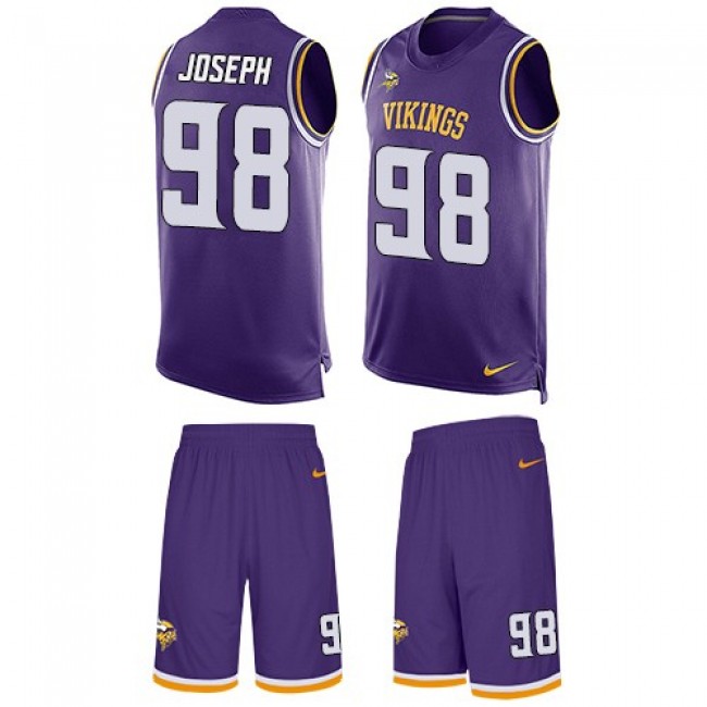 Nike Vikings #98 Linval Joseph Purple Team Color Men's Stitched NFL Limited Tank Top Suit Jersey