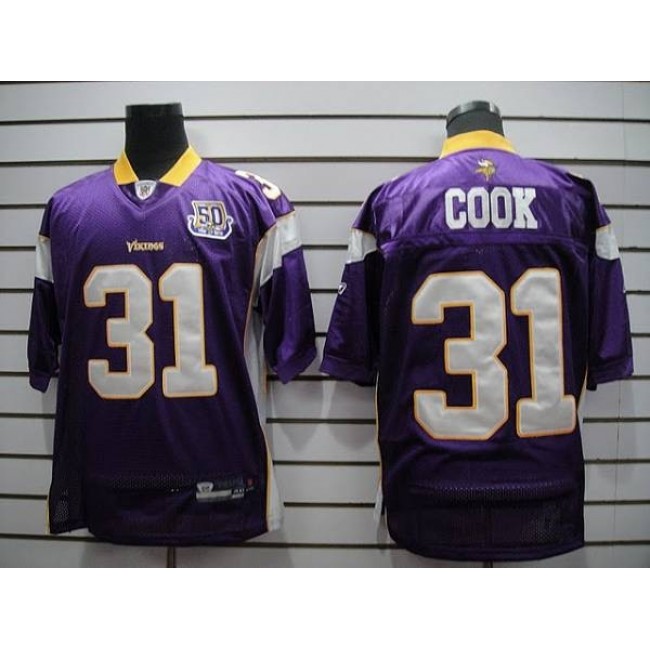 Vikings #31 Chris Cook Purple Team 50TH Patch Stitched NFL Jersey