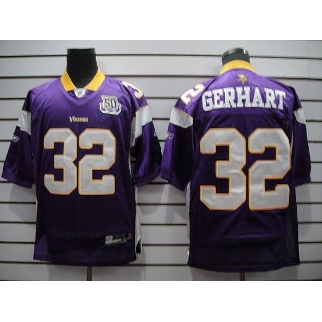 Vikings #32 Toby Gerhart Purple Team 50TH Patch Stitched NFL Jersey