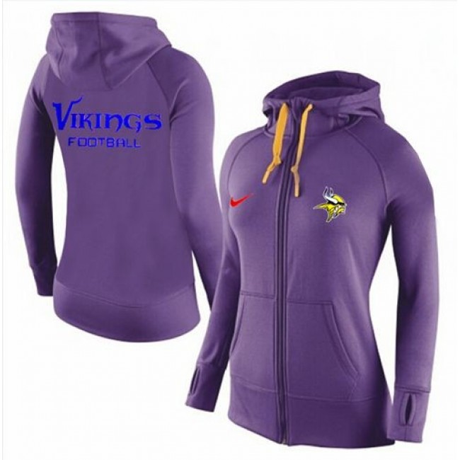 Women's Minnesota Vikings Full-Zip Hoodie Purple-1 Jersey