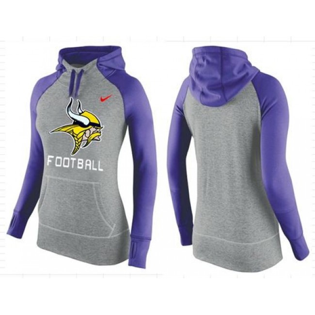 Women's Minnesota Vikings Hoodie Grey Purple-1 Jersey