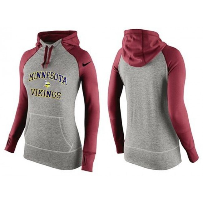 Women's Minnesota Vikings Hoodie Grey Red Jersey