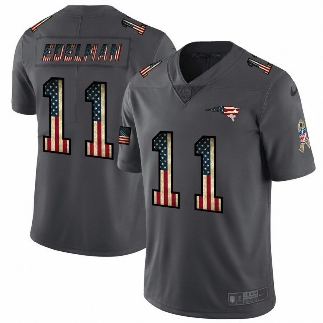 New England Patriots #11 Julian Edelman Nike 2018 Salute to Service Retro USA Flag Limited NFL Jersey