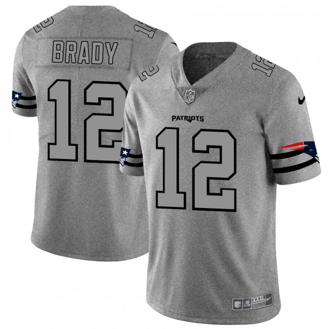 New England Patriots #12 Tom Brady Men's Nike Gray Gridiron II Vapor Untouchable Limited NFL Jersey