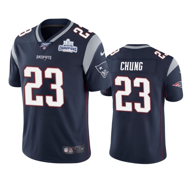 New England Patriots #23 Patrick Chung Navy Super Bowl LIII Champions Vapor Limited NFL Jersey