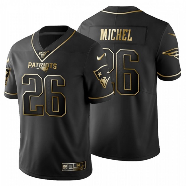 New England Patriots #26 Sony Michel Men's Nike Black Golden Limited NFL 100 Jersey
