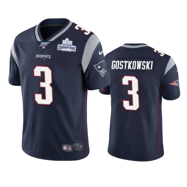 New England Patriots #3 Stephen Gostkowski Navy Super Bowl LIII Champions Vapor Limited NFL Jersey