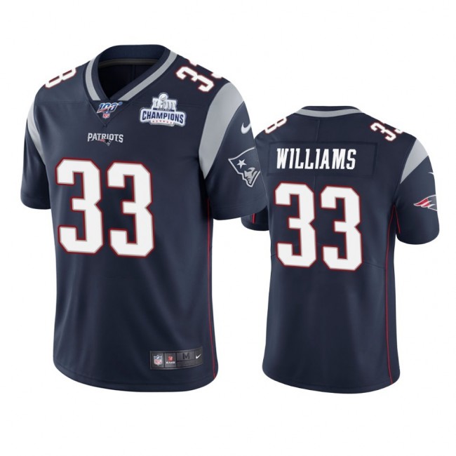 New England Patriots #33 Joejuan Williams Navy Super Bowl LIII Champions Vapor Limited NFL Jersey