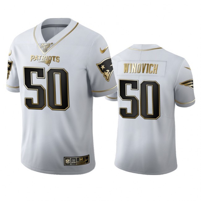 New England Patriots #50 Chase Winovich Men's Nike White Golden Edition Vapor Limited NFL 100 Jersey
