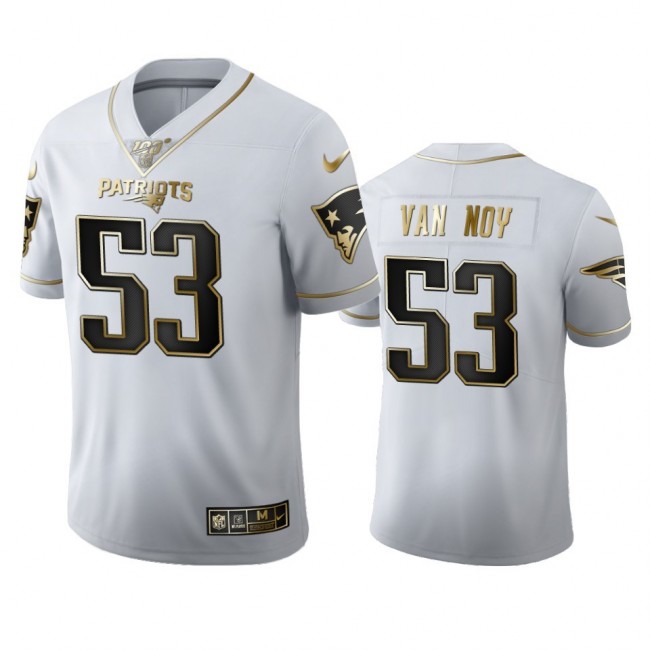 New England Patriots #53 Kyle Van Noy Men's Nike White Golden Edition Vapor Limited NFL 100 Jersey