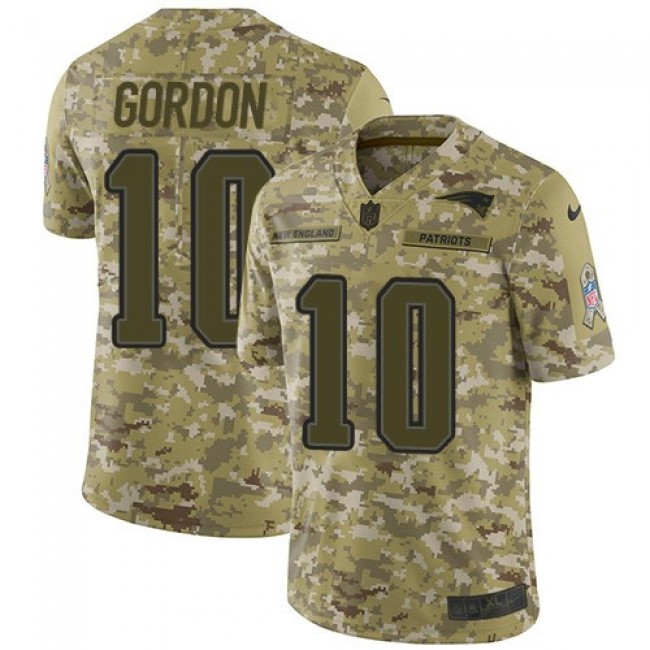 Nike Patriots #10 Josh Gordon Camo Men's Stitched NFL Limited 2018 Salute To Service Jersey