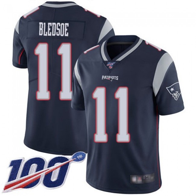 Nike Patriots #11 Drew Bledsoe Navy Blue Team Color Men's Stitched NFL 100th Season Vapor Limited Jersey