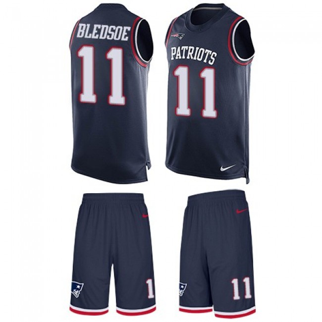 Nike Patriots #11 Drew Bledsoe Navy Blue Team Color Men's Stitched NFL Limited Tank Top Suit Jersey
