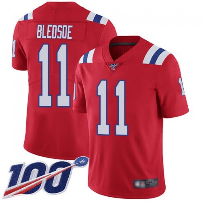 Nike Patriots #11 Drew Bledsoe Red Alternate Men's Stitched NFL 100th Season Vapor Limited Jersey