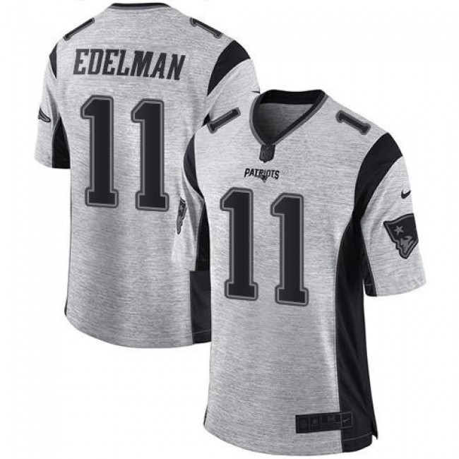 Nike Patriots #11 Julian Edelman Gray Men's Stitched NFL Limited Gridiron Gray II Jersey