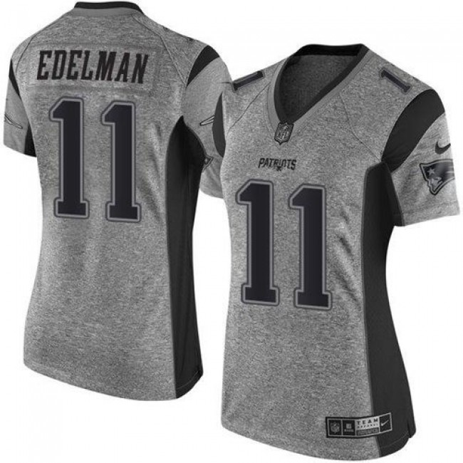 Women's Patriots #11 Julian Edelman Gray Stitched NFL Limited Gridiron Gray Jersey