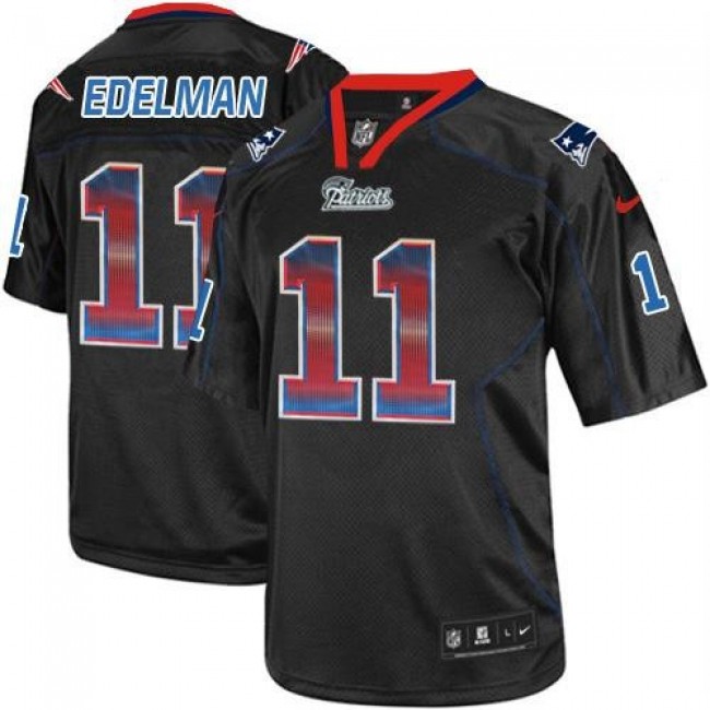 Nike Patriots #11 Julian Edelman Lights Out Black Men's Stitched NFL Elite Strobe Jersey