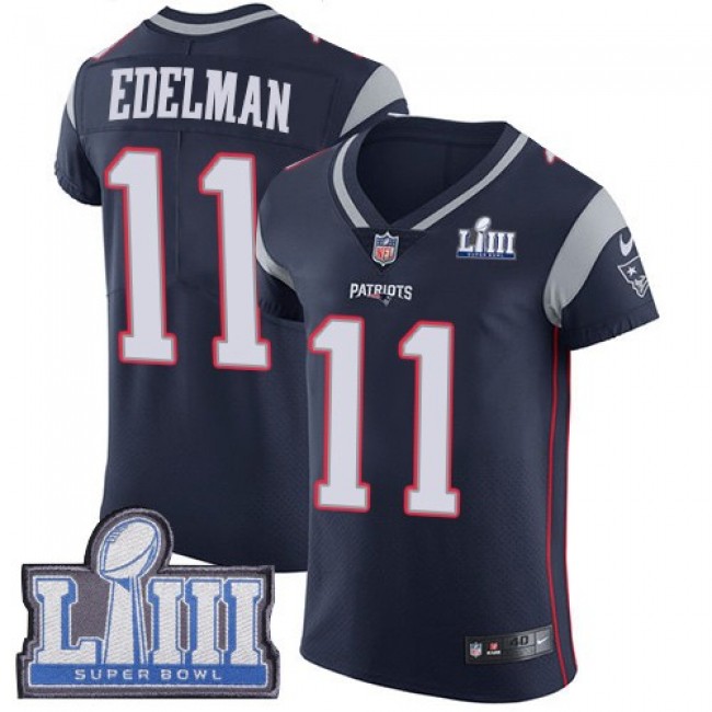 Nike Patriots #11 Julian Edelman Navy Blue Team Color Super Bowl LIII Bound Men's Stitched NFL Vapor Untouchable Elite Jersey