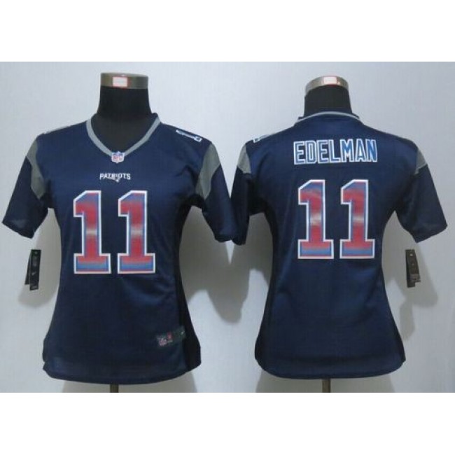 Women's Patriots #11 Julian Edelman Navy Blue Team Color Stitched NFL Elite Strobe Jersey