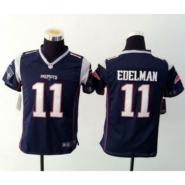 New England Patriots #11 Julian Edelman Navy Blue Team Color Youth Stitched NFL New Elite Jersey